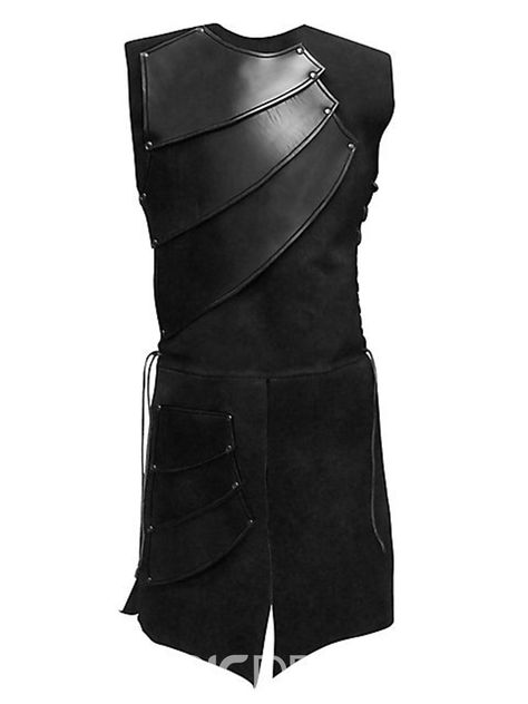 Ericdress Side Strappy Black Mens Medieval Stage Costume Larp Knight, Victorian Waistcoat, Costume Armour, Black Armor, Warrior Costume, Leather Armor, Medieval Costume, Hero Costumes, Stage Costume