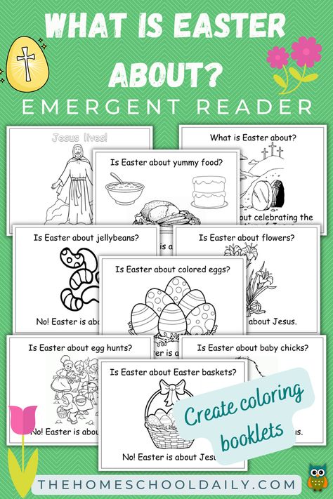 Use the "What is Easter About?" emergent reader to teach your child what Easter is about... Jesus' resurrection! Print this free reading and coloring Easter booklet! Easter Emergent Reader Free, What Is Easter About, Christian Easter Printables, Emergent Readers Free, Easter Kindergarten, Easter School, Free Homeschool Resources, Christian Stories, Easter Books