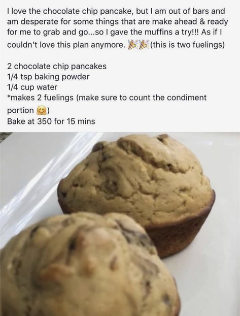 Chocolate Chip Pancake, Choc Chip Muffins, Chocolate Chip Pancakes, Lean And Green Meals, Weight Watchers Diet, Banana Recipes, Banana Bread, Healthy Food, Chocolate Chip