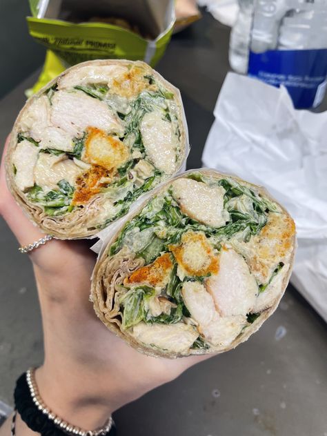 Chicken Caesar Wrap Aesthetic, Chicken Caesar Salad Wrap, Caesar Salad Wrap, Caesar Wrap, Healthy Fast Food, Chicken Caesar Wrap, Chicken Caesar, Cajun Chicken, Healthy Food Motivation