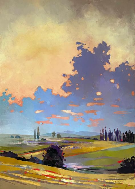 Italian Landscape Art, Tuscany Art Painting, Tuscany Trees, Italian Landscape Paintings, Tuscany Paintings, Landscape Villa, Villa Tuscany, Tuscany Art, Figurative Impressionism