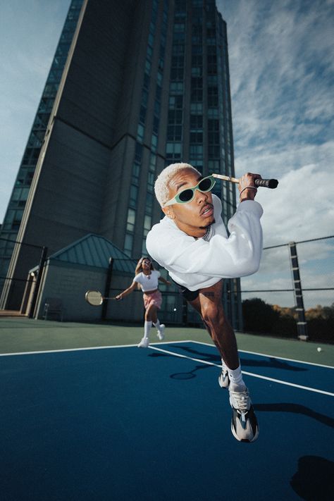 Tennis Court Photoshoot, Fisheye Photography, Tennis Photoshoot, Wide Angle Photography, Streetwear Photoshoot, Tennis Photography, Tennis Photos, Creative Fashion Photography, Perspective Photography