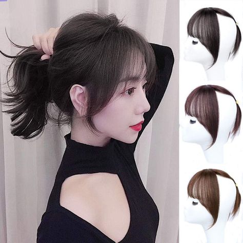 Curtain Air Bangs, Wispy Bangs With Curtain Bangs, Curtain Bangs Black Hair, Straight Hair With Bangs, Clip In Fringe, Bangs Cut, Short Hair Fringe, Hair Fringe, Front Bangs