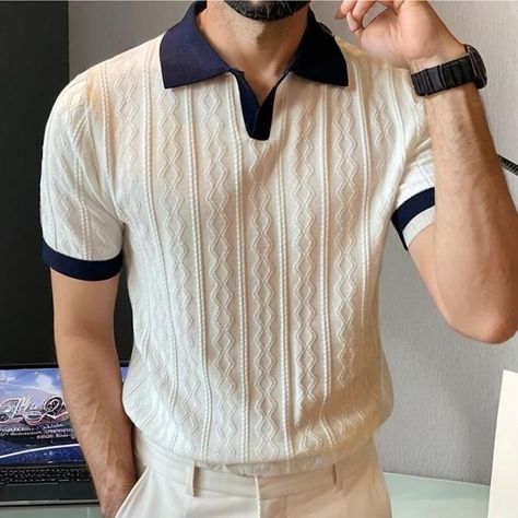 Season:Summer,Spring,Fall; Function:Stretchy,Soft; Fabric:Polyester; Sleeve Length:Short Sleeve; Look After Me:Washable,Hand wash; Gender:Men's; Style:Fashion,Vintage; Elasticity:Stretchy; Tops Type:Knit Polo Sweater,Golf Shirt,Polo Shirt; Occasion:Casual,Street; Pattern:Striped; Design:Button Front; Neckline:Classic,Button; Listing Date:04/02/2024; Quantity:1pc Short Sleeve Knit Tops, Mens Sweater Polo Outfit, Striped Shirts Men, T Shirt Knitting Pattern, Knit Polo Pattern, Poloshirt Outfit For Men, Knit Polo Men Outfit, Knitted Polo Shirt Men, Mens Polo Shirt Outfit