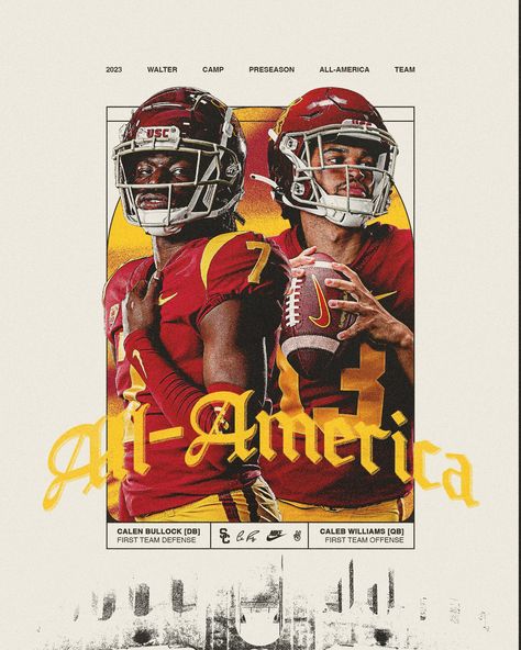 Usc Trojans Football, Usc Football, Sports Design Ideas, Football Awards, Sports Design Inspiration, Sport Poster Design, Sports Awards, Graphic Design Photoshop, Learning Graphic Design