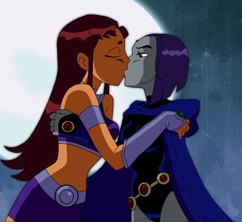 Starfire And Raven, Teen Titans, Cartoon Characters, Deviantart, Moon, Art