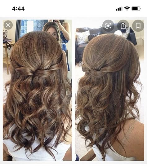 Curled Prom Hair, Semi Formal Hairstyles, Medium Length Curls, Formal Hairstyles For Long Hair, Balayage Blonde, Bridesmaid Hair Half Up, Elegant Wedding Hair, Hair Hoco, Hair Done