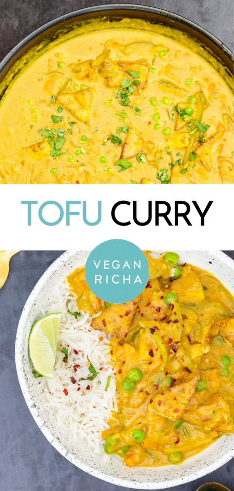 Perfectly spiced with a homemade mild curry blend this Malaysian tofu coconut curry with crisp tofu is a quick, easy, and deliciously flavorful vegan comfort food meal made in one pan. Serve with rice. Tofu Chickpea Curry, Coconut Curry Tofu Recipes, Easy Vegan Curry Recipes, Tofu Japanese Curry, Curry Tofu Recipes, Tofu Curry Recipes, Tofu Indian Recipes, Coconut Tofu Recipes, Vegan Tofu Curry