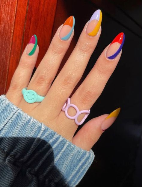 Summer Nails 2023, Retro Nails, Hippie Nails, Nails 2023, 12 Pm, Fire Nails, Funky Nails, Dope Nails, Short Acrylic Nails