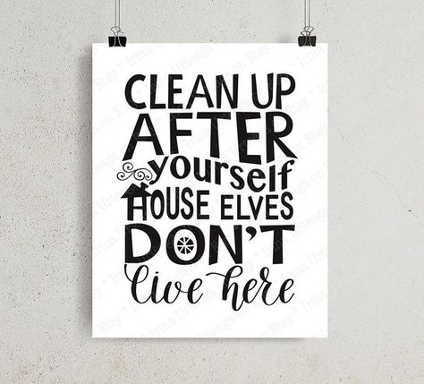 Kitchen rules sign PRINTABLE Black and white Art House rules digital print, Clean up after yourself House elves don't live here, funny decor Kitchen Rules Printable, Kitchen Rules Sign, House Rules Sign, House Elves, My Kitchen Rules, Toddler Boy Room Decor, Printable Black And White, Playroom Rules, Funny Wall Decor