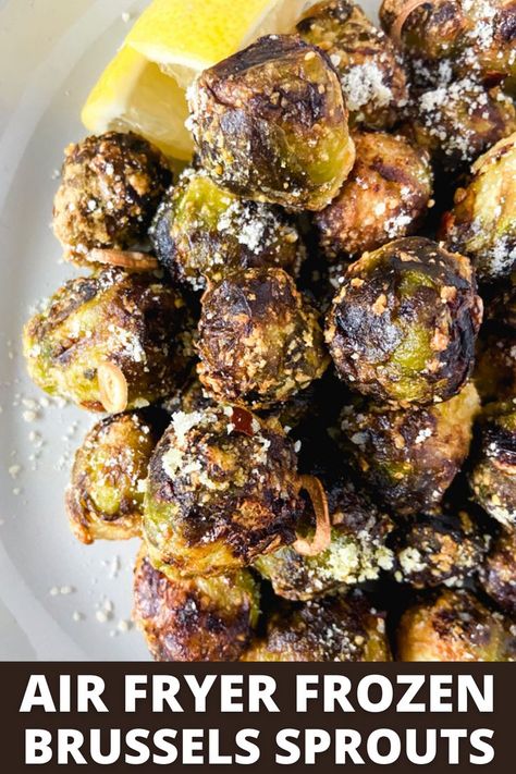 Air Fried Frozen Brussel Sprouts, Air Fryer Frozen Brussel Sprouts Crispy, Frozen Brussel Sprout Recipes Air Fryer, Basalmic Brussel Sprouts, Frozen Brussel Sprouts Air Fryer, Air Fryer Frozen Brussel Sprouts, Garlic Crisps, Roast Frozen Brussel Sprouts, Frozen Brussel Sprouts