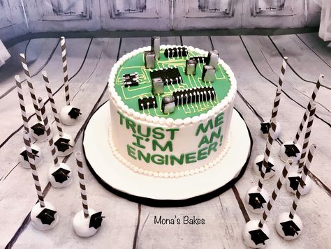 Electrical Engineering Party Ideas, Coding Cake Ideas, Tom Cake, Planet Cake, Birthday Cake Writing, Cake For Husband, Graduation Party Foods, Tiny Cakes, School Cake