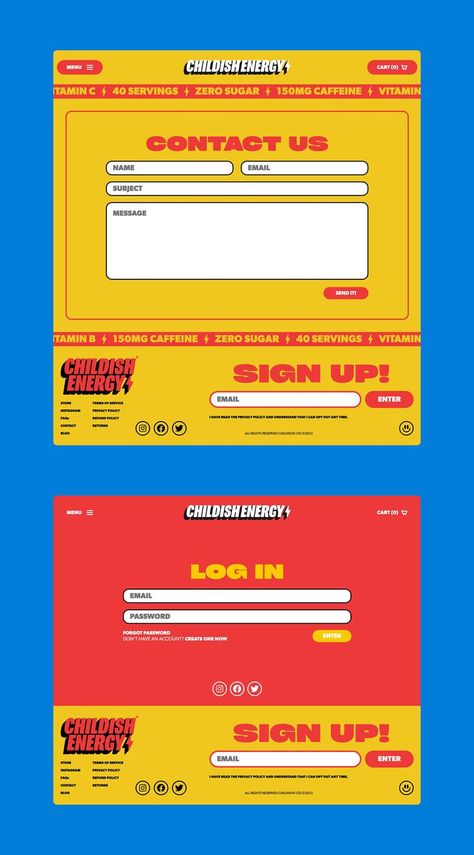 Contact and login page website design inspiration. #website #design #e-commerce #store #shop #drink #energy #preworkout Login Page Website, German Aesthetic, Vintage Web Design, Login Page Design, E Commerce Website Design, E Commerce Website, Login Page, Website Design Inspiration, Ui Ux Design