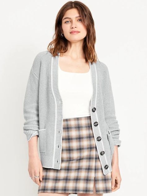 Women's New Arrivals | Old Navy Teacher Wardrobe, Chic Pants, Feminine Blouses, Contrasting Trim, Contrast Trim, Cardigan Sweater, Patch Pocket, Sweater Cardigan, Sweaters & Cardigans