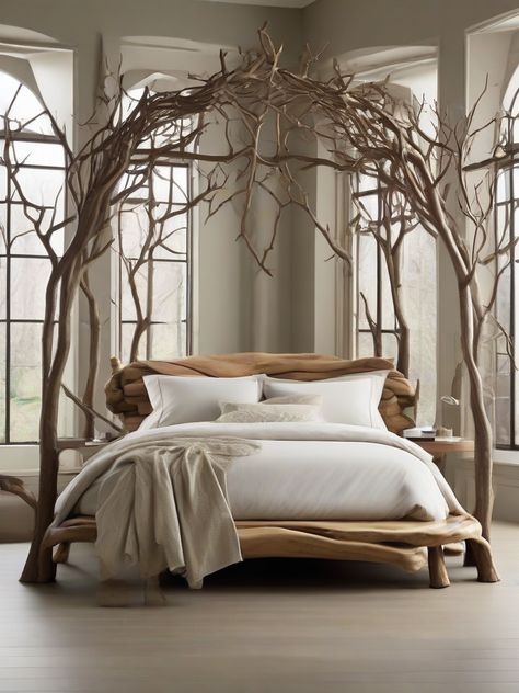 Experience the ‘Branching Beauty’ of our canopy bed, inspired by the organic elegance of tree branches. This design creates a sanctuary in your bedroom, inviting you into a peaceful and nature-infused sleeping environment. 🛏️🌿✨ #TreeInspiredBed #CanopyBedSanctuary #NatureInBedroom #PinterestOrganicDesign Forest Canopy Bed, Queen Canopy Bed Frame, 4 Post Bed, Queen Canopy Bed, Tree Bed, Canopy Bed Frame, Forest Canopy, Brass Bed, Bed Canopy