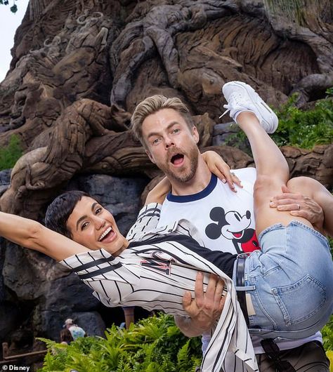 Derek Hough and wife Hayley Erbert enjoy a day at Disney World Hayley Erbert, Disney Gear, Derek Hough, Shocking News, Mouse Print, Waiting For Her, Proverbs 31, White Jersey, Dancing With The Stars