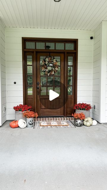 Amy Draper Darley on Instagram: "Comment SHOP below to receive a DM with the link to shop this post on my LTK ⬇ https://liketk.it/4Pvqm

🍁Front porch fall decor is done and I’m in love! These Amazon faux mums look SO REAL and are such great quality! Also, I am obsessed with our 5ft skeletons from Walmart!!! Let me know if you want to see how I decorated inside for Fall this year!

#falldecor #walmartfinds #amazonfinds #halloween #halloweendecor #fallporch #halloweenporch #fauxmums #mums" Faux Mums Front Porch, Mums Front Porch, Faux Mums, Porch Fall Decor, Fall Front Porch Decor, Walmart Finds, Fall Front Porch, Halloween Porch, So Real