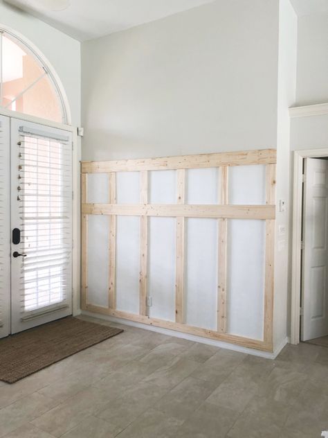 $100 board and batten entryway with hooks | House Mix Batten Wall Entryway, Board And Batten Wall Entryway, Diy Board And Batten Wall, Wall Entryway, Diy Board And Batten, Batten Wall, Board And Batten Wall, Diy Entryway, Entryway Wall