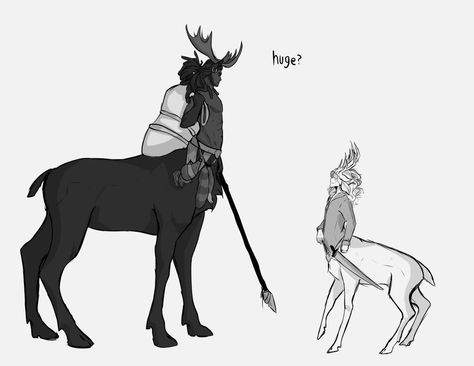 Cat Centaur Character Design, Reindeer Centaur, Moose Centaur, Centaur Creatures, Centaur Poses Reference, Deer Oc Human, Animal Human Hybrid Oc, Unicorn Centaur, Deer Centaur