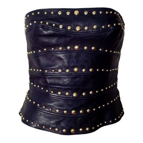 Pre-owned Thierry Mugler Vintage Studded Black Leather "Gladiator"... (73,535 DOP) ❤ liked on Polyvore featuring bustiers, shirts e thierry mugler Corset With Cups, Thierry Mugler Couture, Mugler Couture, Gladiator 2, Mugler Black, Translucent Skin, Vampire Dress, Italian Shirts, Backless Gown