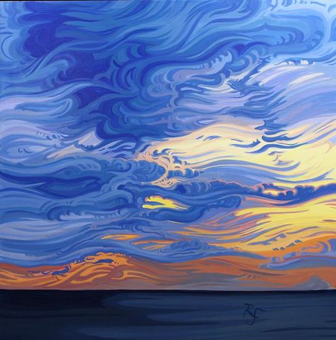 swirly sky blue orange Swirly Sky Painting, Swirly Clouds Painting, Swirly Clouds, Swirly Abstract Art, Swirly Painting, Cloud Painting Acrylic, Night Sky Art, Orange Painting, Deer Painting