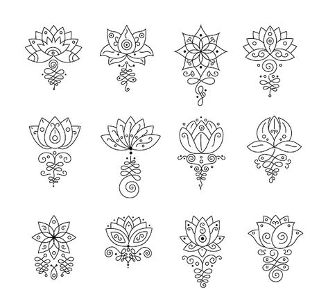 Sunflower Mandala Tattoo, Buddhist Symbol Tattoos, Unalome Lotus, Flower Of Life Tattoo, Lotus Vector, Lotus Flower Tattoo Design, Sunflower Mandala, Ornament Vector, Bohemian Flower