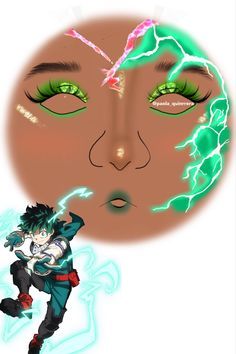 Deku Makeup, Mha Makeup, Raven Makeup, Makeup Anime, Holloween Makeup, Anime Eye Makeup, Anime Cosplay Makeup, Makeup Drawing, Anime Makeup