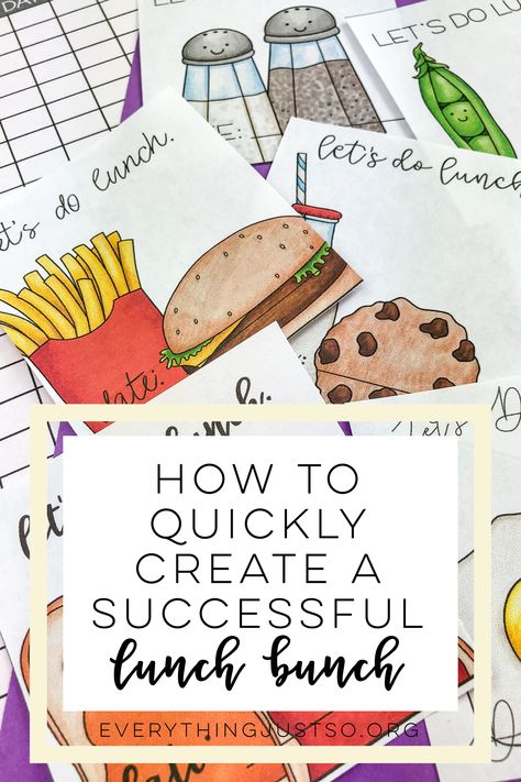 How to Quickly Create a Successful Lunch Bunch | Lunch Bunch can be one of the easiest behavior management strategies that also builds a positive classroom community. Here are six tips to get one up and running tomorrow. | everythingjustso.org Middle School Lunch Bunch Ideas, Lunchroom Management Cafeteria Behavior, Lunch Duty Management, Lunch Bunch Activities Middle School, Cafeteria Management Ideas, Lunch Bunch Ideas School Counselor, Cafeteria Behavior Management Ideas, Lunch Bunch Ideas, Cafeteria Behavior