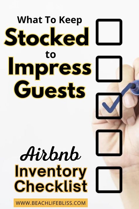 As an Airbnb host, you hope every guest that stays with you has a great experience. A great way to impress your guests and ensure they have a top notch customer experience while staying at your Airbnb property and stock and stage essentials accordingly. #inventory #checklist #airbnb #home Guest Checklist, Inventory Checklist, Airbnb Checklist, Air Bnb Tips, Airbnb Property, Airbnb House, Hosting Guests, Airbnb Host, Air B And B