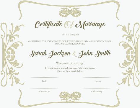 Eternal Elegance - Vintage Floral Marriage Certificate - WordLayouts Printable Marriage Certificate Free, Sarah Jackson, Marriage Certificate, Bride Groom, Vintage Floral, Celebrities, Floral