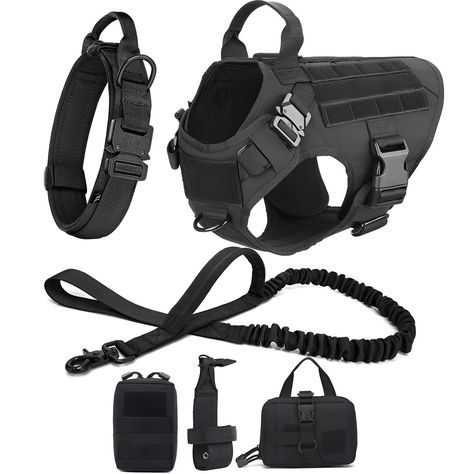 Tactical k9 Gear - Military Dog Harness Set (Harness, Collar, Leash) #humandogbed #othepedic #humandogbeds #catbed #orthepedicdogbeds #cat #dog #orthopedicdogbed #catbeds Malinois Training, Large Dog Harness, Tactical Dog Harness, Harness And Leash Set, Large Dog Collars, Military Dogs, Orthopedic Dog Bed, Pet Training, Dog Harness