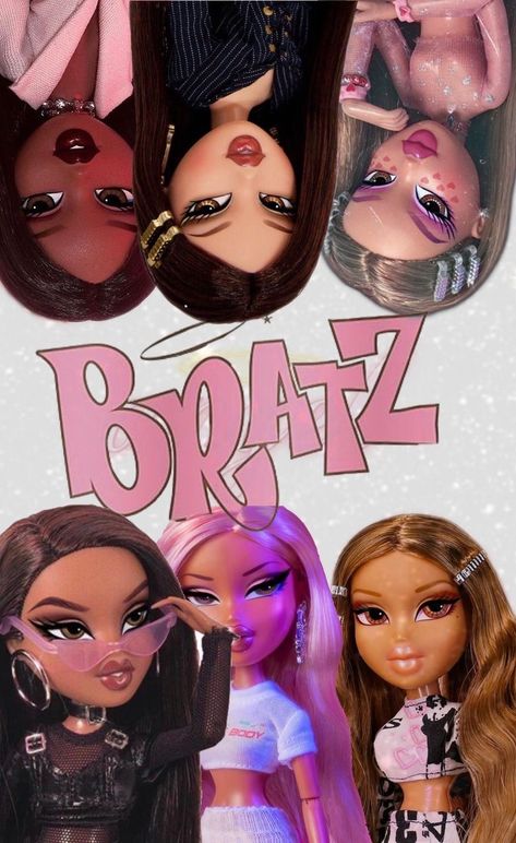 Brats Doll Aesthetic Wallpaper, Beats Wallpaper Iphone, Bratz Doll Wallpaper, Bratz Aesthetic Wallpaper, Kidcore Aesthetic Wallpaper, Foto Muro Collage, Pink Glitter Wallpaper, Black Bratz Doll, Bratz Doll Outfits