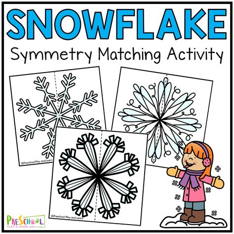 ❄️ Snowflake Match: a Fun Lines of Symmetry Game Snowflakes Preschool Activities, Snowflake Activities For Preschool, Winter Math Activities Preschool, Snowflake Symmetry, Lines Of Symmetry, Winter Math Worksheets, Symmetry Activities, Lego Math, Winter Math Activities