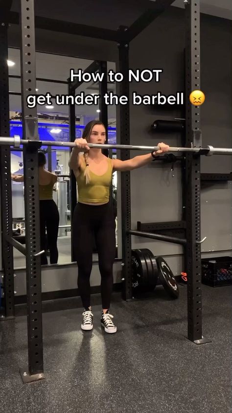 alexandra_redmond on Instagram: STOP getting under the bar like this ❌😖 Let’s talk about a few comment set up mistakes when squatting! ❌Facing out of the squat rack:… Squat Bar Workout, How To Squat Properly With Bar, Squat Rack Workout For Women, Squat Rack Workout, Bar Workout, Squat Rack, Fitness Inspiration Quotes, Gymnastics Workout, Gym Motivation Quotes