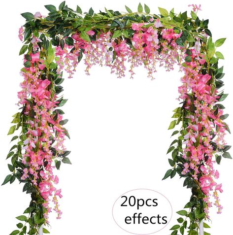 Wisteria Garland, Wedding Arch Floral, Wisteria Vine, Wedding Ceremony Decorations Outdoor, Wedding Dresses Classy, Artificial Eucalyptus Garland, Caricature Wedding, Table Arrangements Wedding, Wedding Arbor