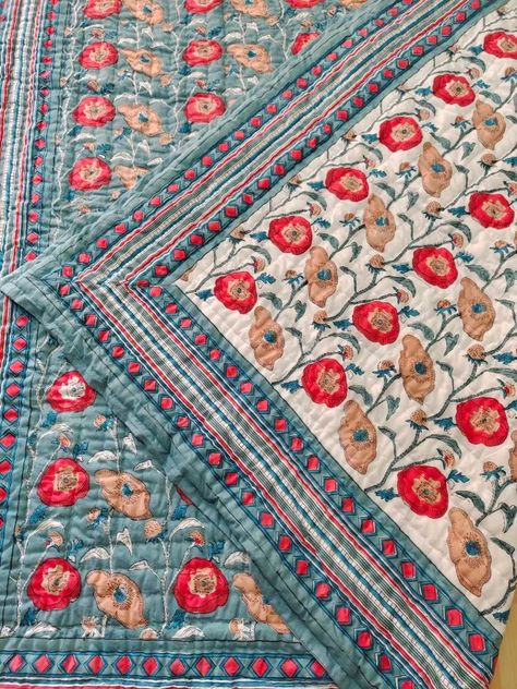 Tree Vines, Quilt Decor, Soft Quilt, Boho Quilt, Indian Quilt, Geometric Quilt, Bedroom Quilts, Block Print Quilt, Queen Size Quilt