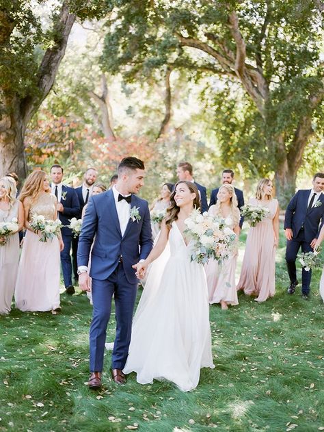 Navy Bridal Parties, Wedding Photography Poses Bridal Party, Bridal Party Sign, California Ranch Wedding, Bridal Party Photography, Wedding Photography Bridal Party, How To Dress For A Wedding, Bridal Parties Pictures, Wedding Ceremony Ideas