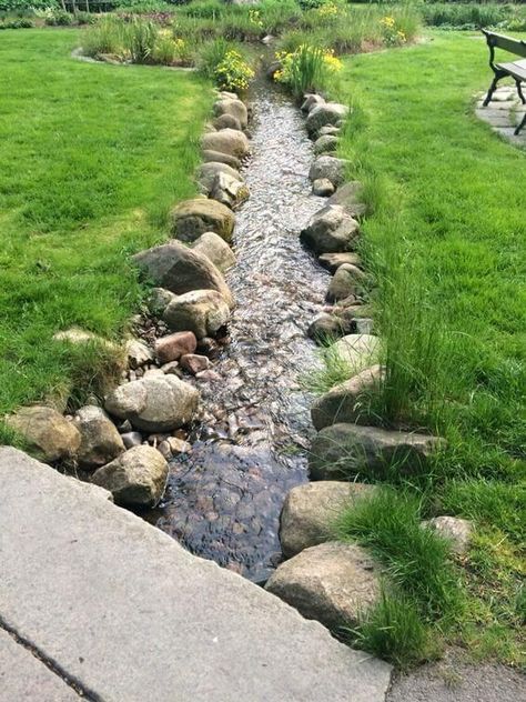 Rain Garden Landscape, Rain Garden Design, Backyard Stream, Diy Ponds Backyard, Garden Stream, Highlights Summer, Natural Swimming Ponds, Diy Pond, Summer Highlights