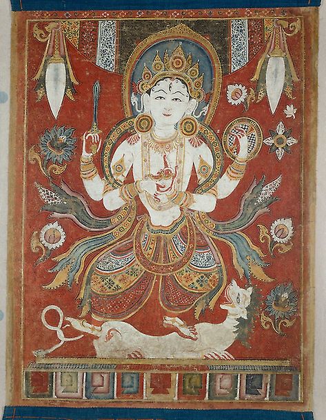 Double-Sided Painted Banner (Paubha) with God Shiva and Goddess Durga | The Art Institute of Chicago Painted Banner, Buddhist Stupa, Nepal Art, Dancing Shiva, Relaxation Spa, Buddhism Quotes, Goddess Durga, Thangka Painting, God Shiva