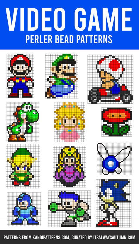 The GIANT list of Perler Bead Patterns {fuse beads, melty beads} - It's Always Autumn King Boo Perler Bead Patterns, Kitten Perler Bead Patterns, Perler Bead Super Mario, Mario Hama Beads Pattern, Mario Beads Pattern, Diy Perler Beads Patterns, Perler Beads Video Games, Game Perler Bead Patterns, Hama Beads Patterns Pokemon