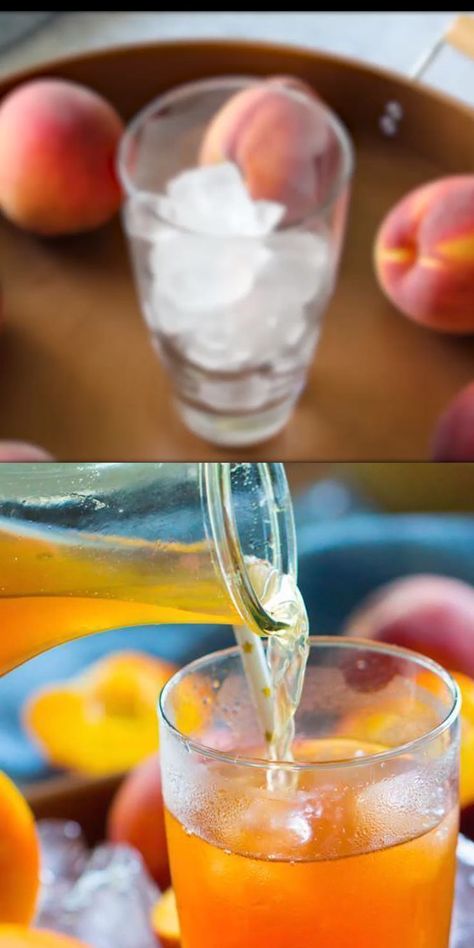 Peach Tea Recipe for Summer! This Homemade Peach Tea Recipe is the perfect drink recipe perfect for hot summer days. Made with Fresh Peaches and tea! #peaches #tea #drinks #summer Flavored Tea Recipes, Peach Tea Recipe, Iced Tea Recipes Homemade, Peach Water, Sweet Tea Recipes, Drinks Summer, Recipe For Summer, Tea Drink Recipes, Tea Drinks