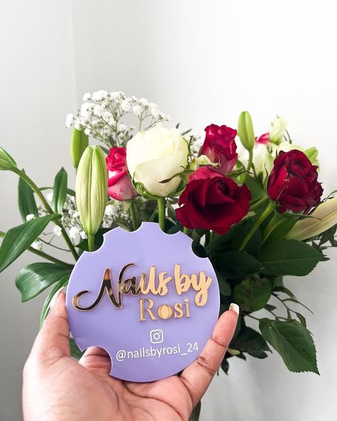 Custom Nailfie Disc for @nailsbyrosi_24 ✨ The perfect way to advertise your business whilst photographing your clients new nails. Specification : 🤎 Base colour : Parma Violet 🤎 Text Nails By Rosi : Gold Mirror 🤎 Instagram handle : Engraved and filled with white ⁠•⁠ •⁠ •⁠ #CustomByKhrissy #SmallBusinessUK ⁠ #Laserengraved #Ukbusinessowner #Ukbusinessowners #Entrepreneuruk #Shopsmallbusinessuk #Smallbusinessowneruk #AcrylicSignage #Omtechcommunity #BrandingDesign ⁠ #PackagingDesign⁠ #... Nailfie Disc, Glow Forge, Parma Violets, Small Business Uk, Acrylic Signage, New Nails, Rose Nails, Advertise Your Business, Instagram Handle