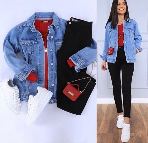 Outfit Denim Jacket, Outfit Denim, Casual College Outfits, Trendy Dress Outfits, Jacket Outfit, Causual Outfits, Casual Chic Outfit, Casual Work Outfits, Girls Fashion Clothes