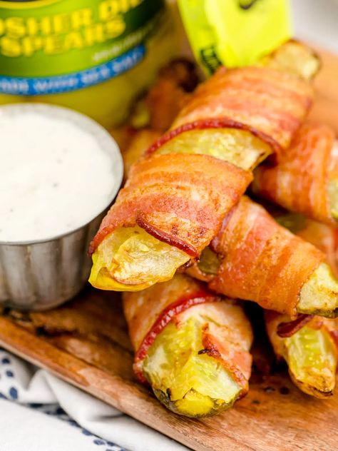 Air Fryer Bacon Wrapped Pickles My Air Fryer Kitchen, Dill Pickle Spears, Bacon Wrapped Pickles, Air Fryer Kitchen, Wrapped Pickles, Pickle Wraps, Pickle Spears, Air Fryer Bacon, Easy Bacon