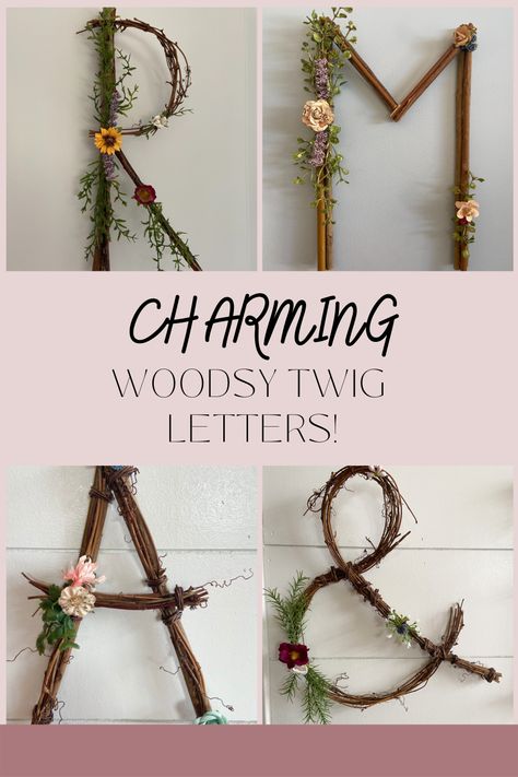 Woodsy letters twig letters woodsy nursery woodsy wedding nursery decor wedding decor Twig And Branch Wedding Decor, Stick Letters Diy Wall Art, Diy Nature Nursery Decor, Twig Letters Diy, Woodsy Crafts Ideas, Diy Woodsy Decor, Diy Woodsy Wedding Decor, Diy Twig Decor, Decor With Sticks