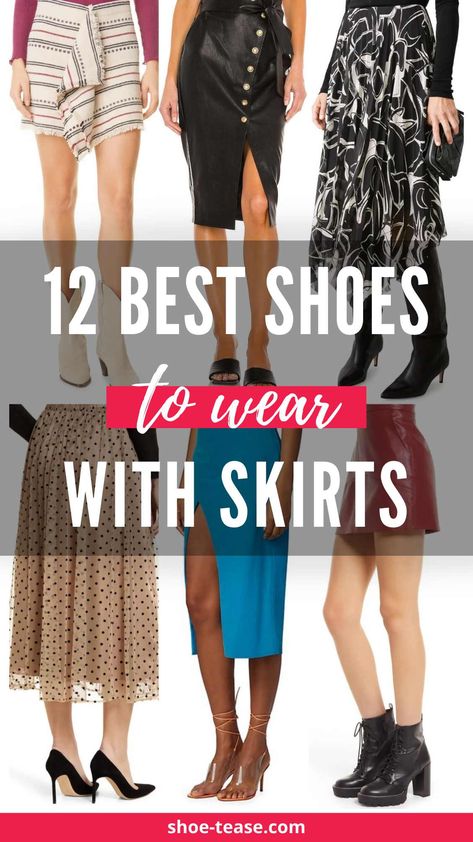 12 Best Shoes to Wear with Skirts - From Mini, Midi to Maxi! Shoes For Skirts, Shoes To Wear With Skirts, Midi Skirt With Boots, Skirt Boots Outfit, Midi Skirt Outfit Fall, Skirt Outfits With Boots, Midi Skirt Outfit Winter, Plus Size Mini Skirt, Petite Midi Skirt