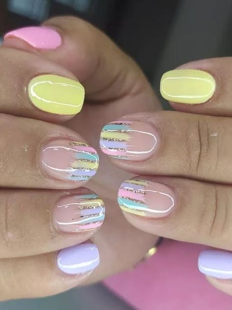 Cute and Colorful Easter Nail Design ideas - Lauren Erro April Nails, Pastel Nails Designs, Easter Nail, Easter Nail Designs, Colorful Nails, Cute Gel Nails, Easter Nails, Short Acrylic Nails Designs, Pink Nail