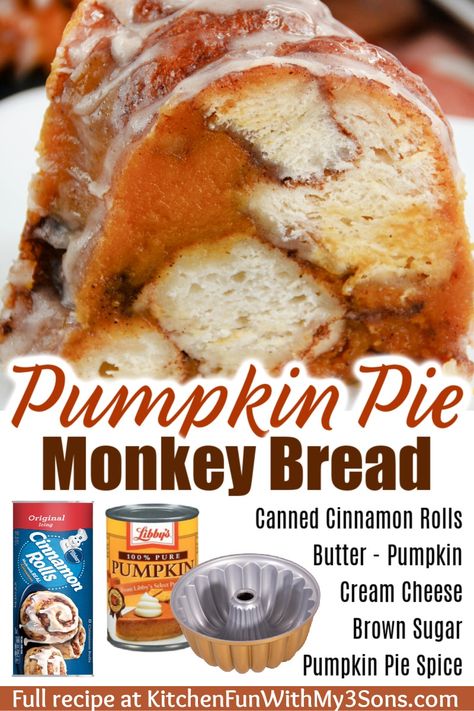 Pumpkin Cinnamon Monkey Bread, Pumpkin Pie Monkey Bread Recipe, Pumpkin Cinnamon Roll Monkey Bread, Pumpkin Pie Monkey Bread, Pumpkin Cheesecake Monkey Bread, Halloween Monkey Bread, Thanksgiving Monkey Bread, Pumpkin Monkey Bread Pillsbury, Fall Monkey Bread