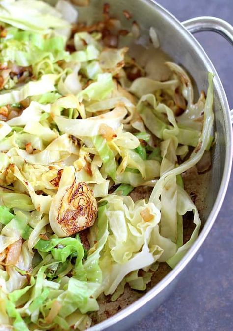 Sauteed cabbage is so flavorful. Cooking the cabbage this way results in crispy, tender caramelized cabbage just right for any meal. Sautéed Cabbage, Soup Keto, Sauteed Cabbage, Shredded Cabbage, Sausage Soup, Cabbage Recipes, White Bean, Side Recipes, Veggie Dishes