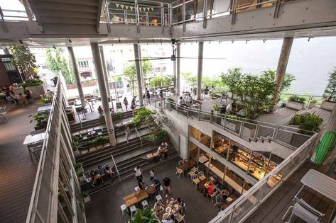 Commons Bangkok, The Commons Bangkok, Rooftop Restaurant Design, Most Luxurious Hotels, Rooftop Restaurant, Small Buildings, Commercial Architecture, Building Exterior, Facade Architecture